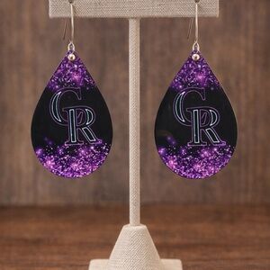 Colorado Rockies Purple and Black Teardrop Earrings